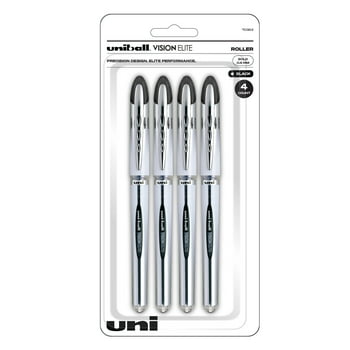uni Vision Elite Rollerball Pen, Bold Point, 0.8 mm, Black Ink, 4 Count