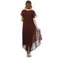 thumbnail image 2 of Sakkas Embroidered Painted Floral Cap Sleeve Rayon Dress - Brown - One Size, 2 of 5