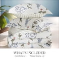 thumbnail image 5 of Floral White Comforter Set - Full Size, Fluffy Soft Microfiber Comforter, 3 Pieces Cute Botanical Bed Set, Includes 2 Pillow Shams for Women, 5 of 6