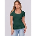 thumbnail image 6 of ANRABESS Short Sleeve Tops for Women Trendy Scoop Neck Summer Tops Shirts Ribbed Knit Slim Fitted Basic Tees Spring Casual Clothes Forest Green XS, 6 of 8