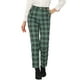 thumbnail image 1 of Pantalones de tartán a cuadros para mujer INSPIRE CHIC, elásticos, de cintura alta, rectos y largos, XS, verde y blanco, 1 of 6