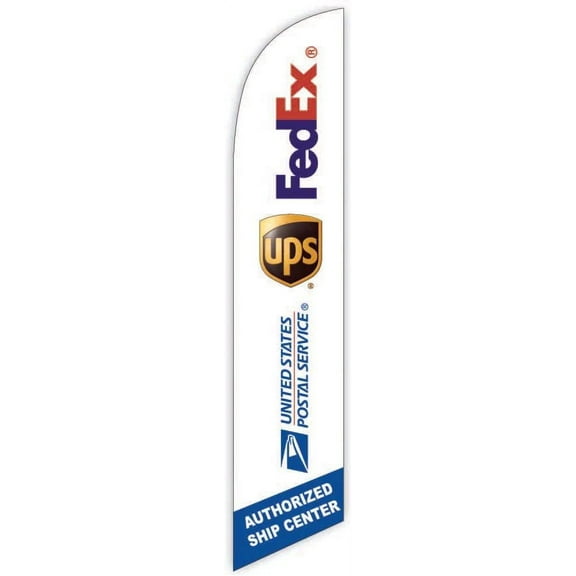 Cobb Promo Advertising Feather Flag for FedEx UPS USPS Authorized Ship Center White - Replacement Flag Only Without Poleset