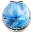 thumbnail image 1 of MADDesign Espejo de viaje compacto de maquillaje de nácar (azul abstracto fractal), 1 of 5