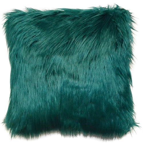Better Homes and Gardens Faux Fur Decorative Toss Pillow, 16"x16", Teal