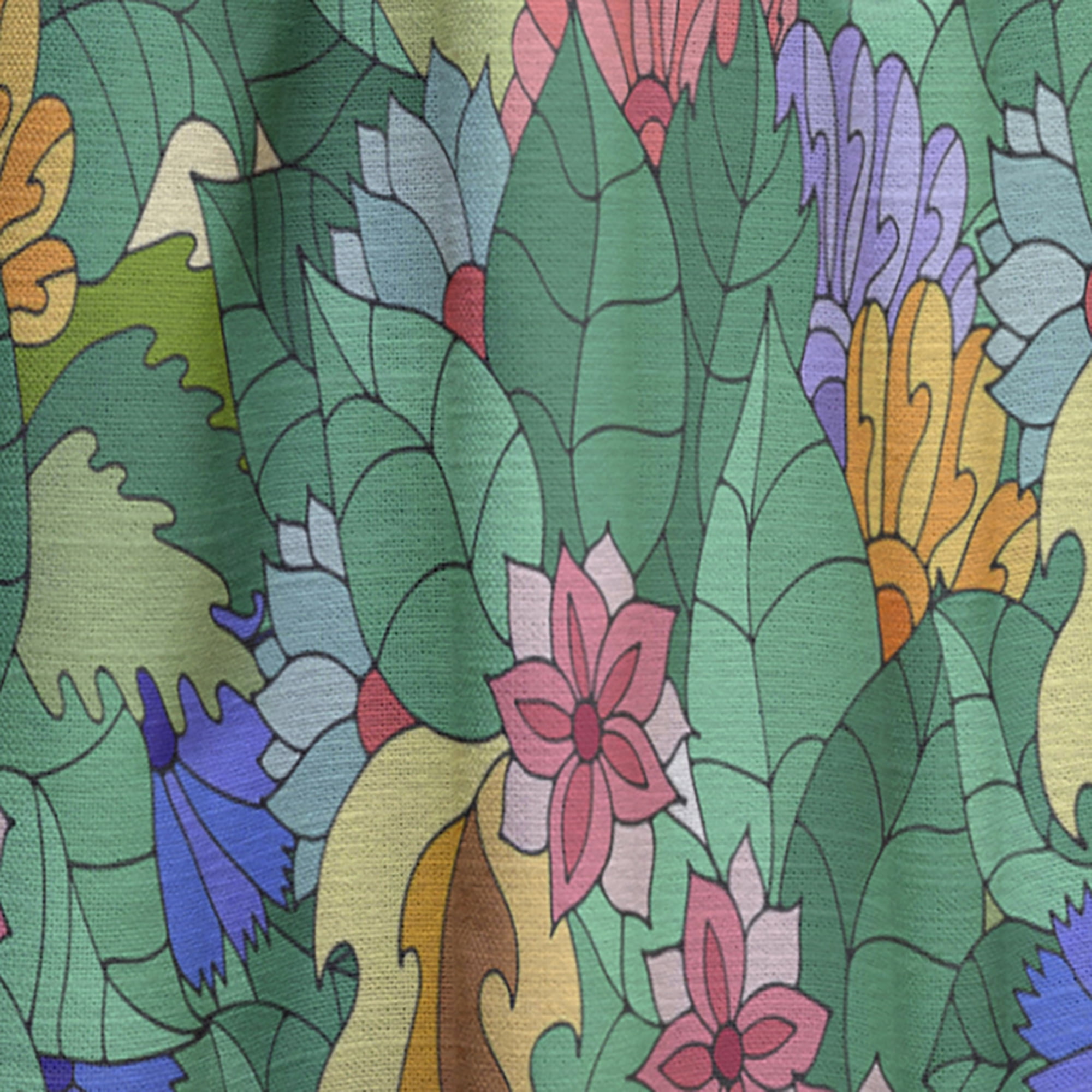 Designart 'Abstract Texture with Flowers & Leaves' Modern & Contemporary Curtain Panel