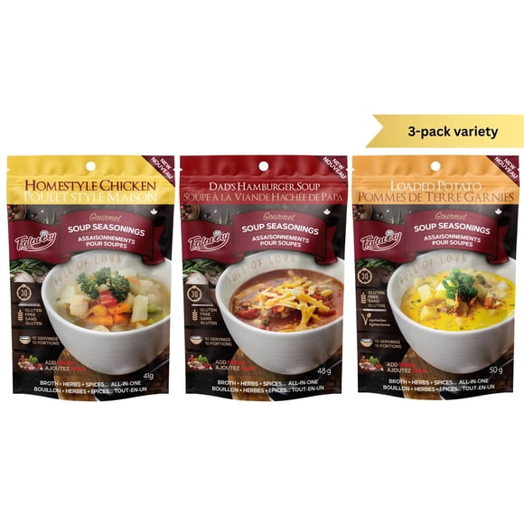 Falavory Soup Seasoning Blends (Comfort Classics – Homestyle Chicken, Dad’s Hamburger, Loaded Potato) – 3 Pack, 41–50g Each