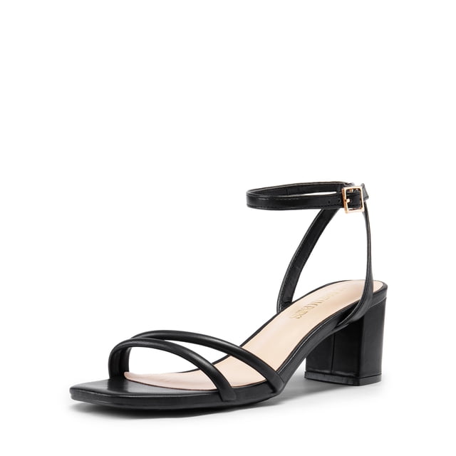 Sandalias con Tiras y Tacón Grueso de 6 cm para Mujer DREAM PAIRS en Negro
