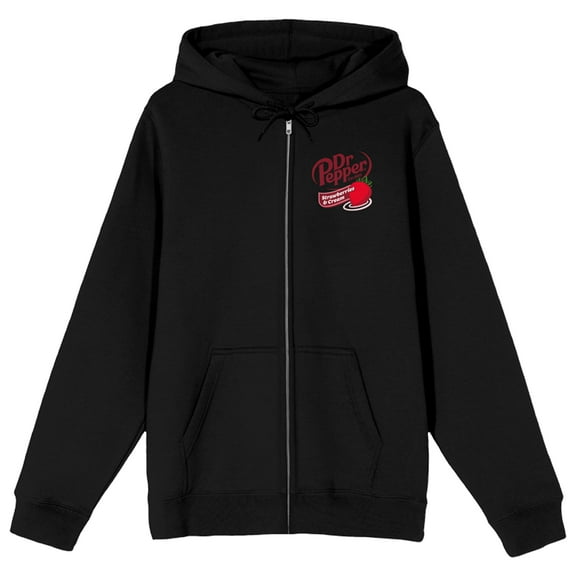 Dr Pepper Strawberries And Cream Adult Black Long Sleeve Zip-Up Hoodie
-Medium