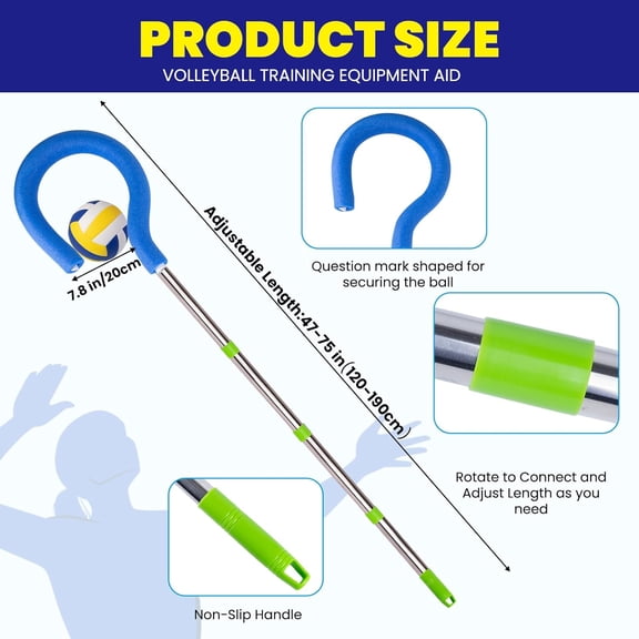 Volleyball Spike Trainer Adjustable Length with Question Mark Hook, Durable and Lightweight Training Equipment