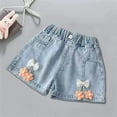 thumbnail image 2 of EnJoCho Kids Girls Summer Fashion Skirts Shorts Children's Summer Thin Denim Jeans Pleated 3D Flower Pearl Fashion Shorts High Waist, 2 of 4