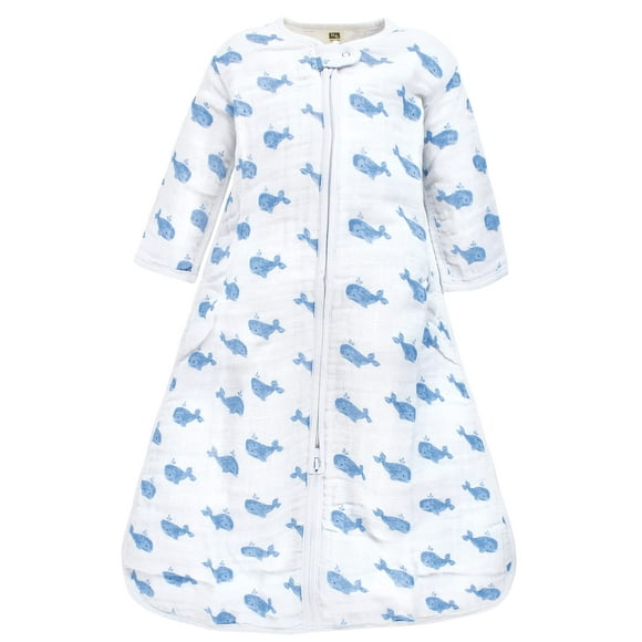 Hudson Baby Unisexe Sac de Mousseline à Manches Longues, Couverture Portable, Sac de Couchage, Baleine Bleue, 18-24 Mois