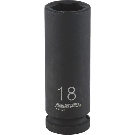 Channellock 1/2" Drive 18 mm 6-Point Deep Metric Impact Socket