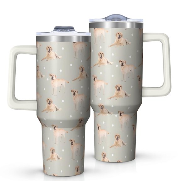 OBREWU Labrador Dog Tumbler with Handle and Lid,Labrador Dog 40oz Double Wall Vacuum Insulated Tumbler,Cups Gift for Women and Men
