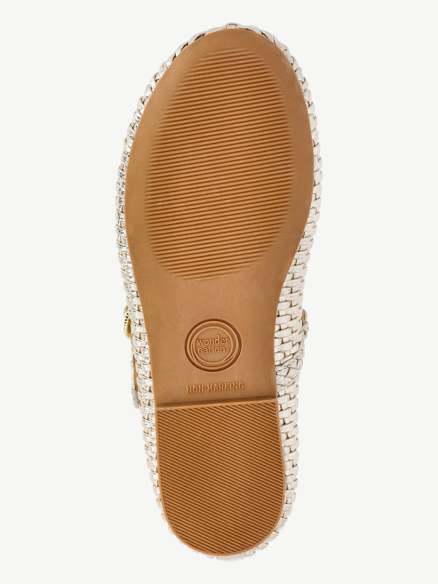 Wonder Nation Little and Big Girls' Woven Ballet Dress Shoes
