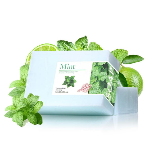 Jabón de Aceite Nutritivo E Hidratante de Menta | Jabón Limpiador Facial | 100 G | Fórmula Suave E Hidratante