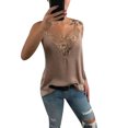 thumbnail image 1 of DYMADE Women Lace Patchwork V Neck Spaghetti strap Sexy Vest Top, 1 of 2