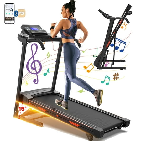 Aukfa 3.5 HP Treadmill 330 lb Capacity 15% Auto Incline Folding Treadmill for Home Gym Workout 9 MPH Max Speed