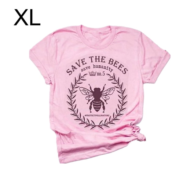 Camiseta de mujer con letras, manga corta, camiseta con cuello redondo, blusa de verano, rosa, XL Scienceny AP002565-13
