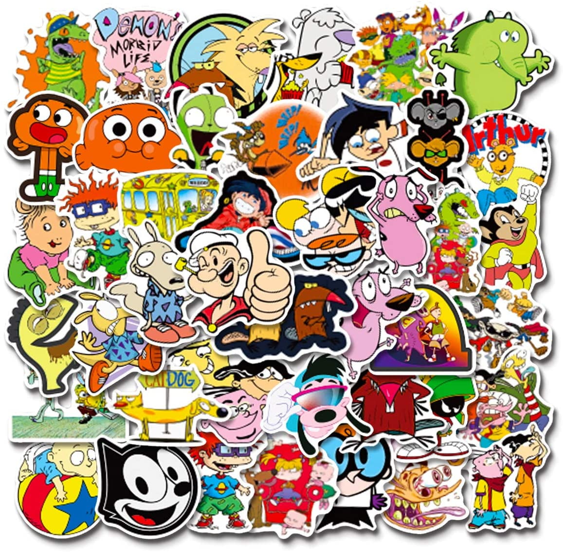 90s Cartoon Stickers| 50 PCS | Vinyl Waterproof Stickers for Laptop ...