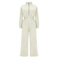 thumbnail image 2 of UPPADA Womens One Piece Jumpsuit Sets Travel Outfits Half Zip Overall Wide Leg Pants Dressy Outfits for Women White,XL, 2 of 7