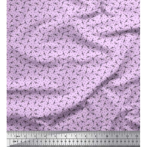 Soimoi Rayon Crepe Fabric Triangle & Saxophone Musical Instrument Printed Craft Fabric by The Yard 46 Inch Wide