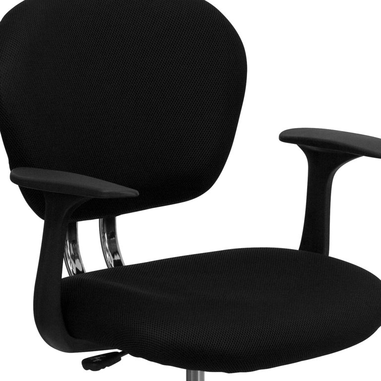 Flash Furniture Beverly Mid-Back Black Mesh Padded Swivel Task Office Chair  with Chrome Base and Arms