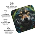 thumbnail image 3 of Honeii Realistic Style Colorful Wolf print Leather Coaster Set of 4, ideal for safeguarding your furniture from drinks spills and effortless cleanup-Square, 3 of 6