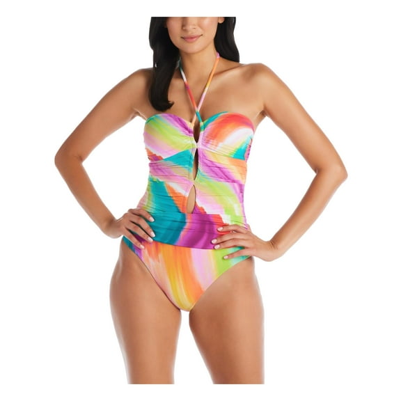 Bleu Rod Beattie Womens Halter Cut-Out One-Piece Swimsuit