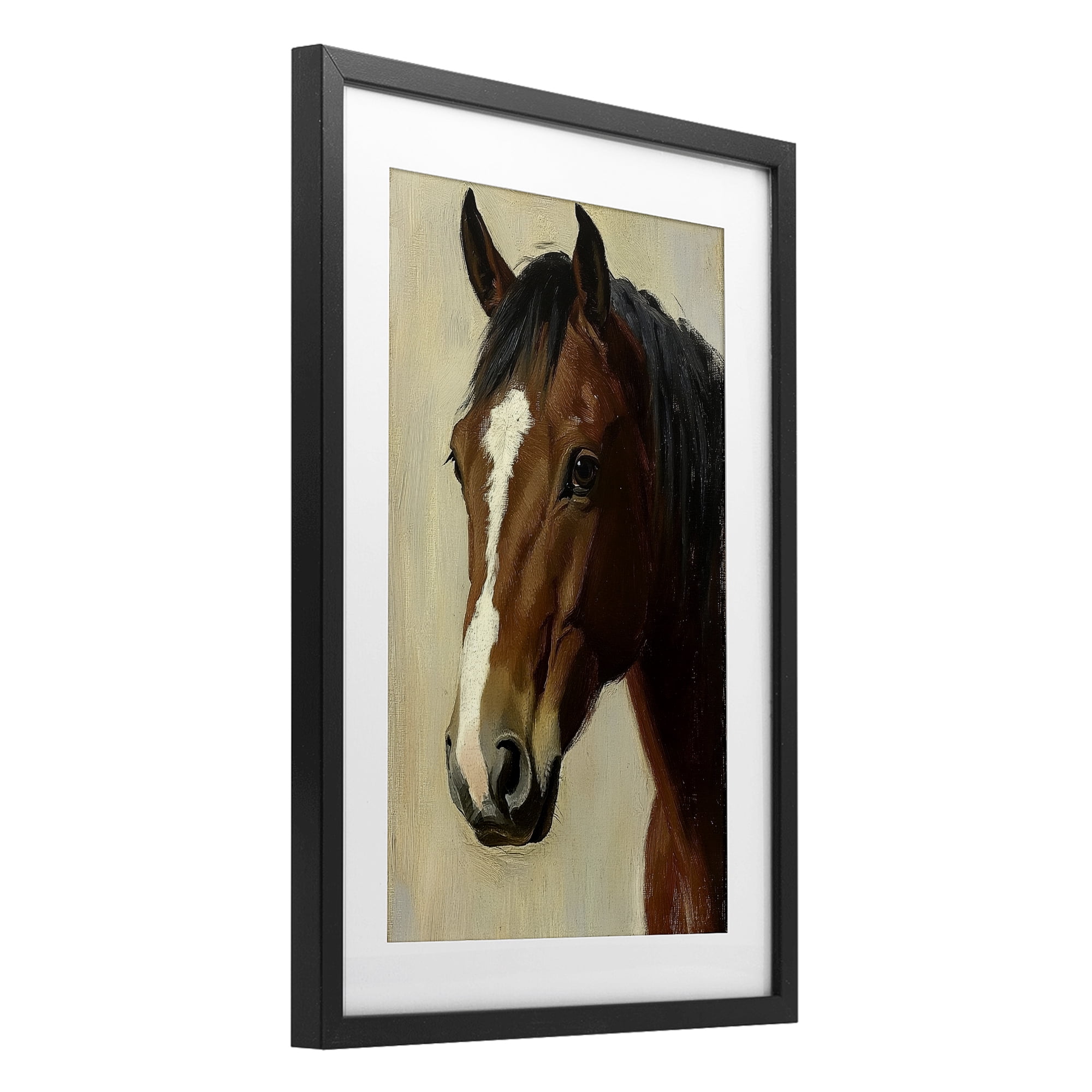 Stupell Industries Beautiful Brown Horse Portrait Black Framed Print Under Glass, design by Petal Prints Design
