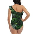 thumbnail image 6 of Yiaed Lush Foliage Green Plant Print Women One Piece Swimsuits Tummy Control One Shoulder Bathing Suits Pattern Ruffle Swimwear-XX-Large, 6 of 8