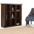 thumbnail image 2 of WyndenHall  Stratford Wood Transitional 9-cube Bookcase - 43.2"w x 15"d x 44.6" h Russet Brown Lacquer, Stained, 2 of 5