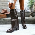 thumbnail image 6 of Knee High Boots Women Versatile Chunky Heel Thick-Soled Solid Color Casual Fall Winter Trendy Comfortable Wide Calf Boots, 6 of 10