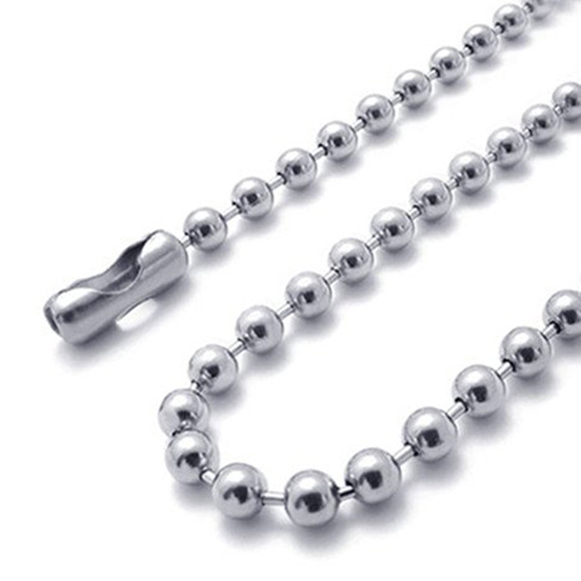 1.5mm-5mm 10-100 Black or Silver Stainless Steel Ball Chain Necklace 