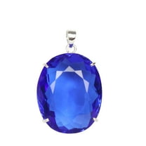 GEMHUB 24.50 Gram Blue Topaz Oval Cut Pendant, 925 Sterling Silver Pendant Jewelry Fashion Idea, Birthstone Pendant