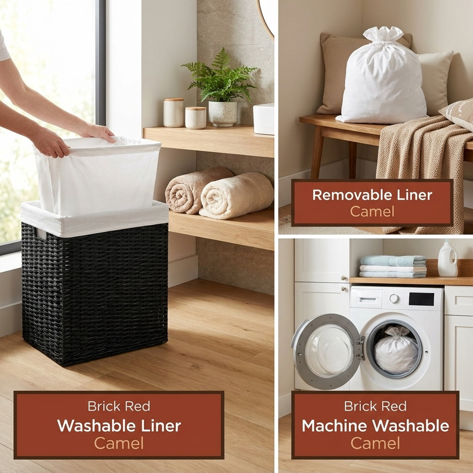 Vebreda Laundry Hamper with Wheels and Lid, Multifunctional Laundry Solution, Sturdy Structure and Durable Materials, Humanized Details