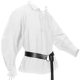 thumbnail image 4 of Medieval Lace Up, Shirt Belt Renaissance, Pirate Top Long, Sleeve Historical, Medieval Lace Up Shirt With Belt Renaissance Pirate Top Long Sleeve Historical Costume for Costume Party, White L, 4 of 8