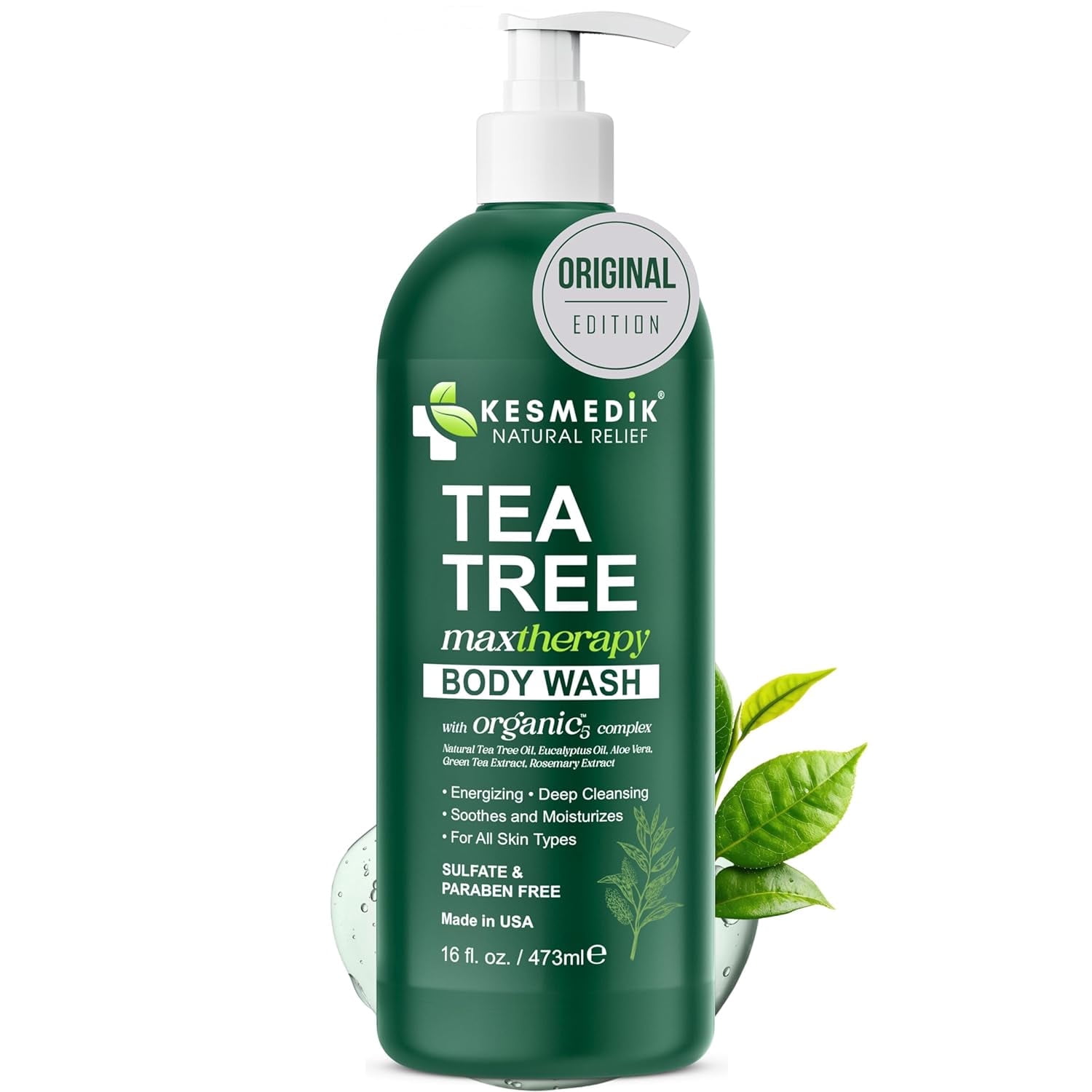 KESMEDIK Tea Tree Body Wash MaxTherapy with Tea Tree Oil for Skin - Cleanses, Soothes & Refreshes Skin