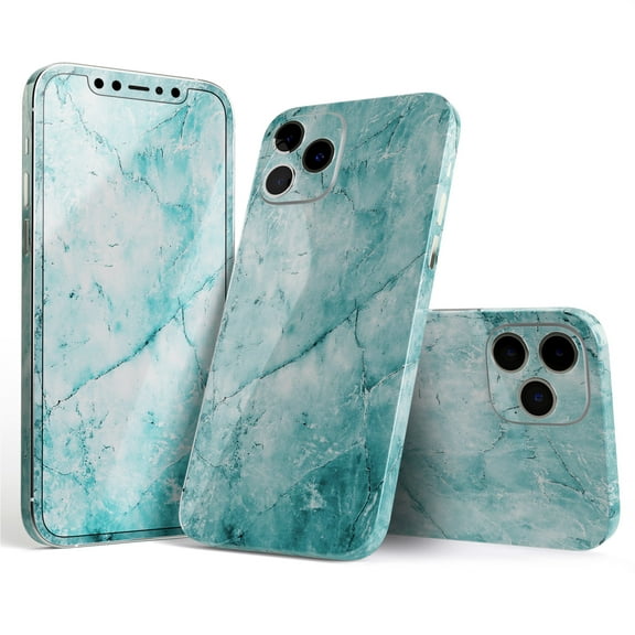 DesignSkinz Cracked Turquise Marble Surface Full-Body Skin Decal Wrap Cover for iPhone 16