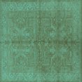 thumbnail image 1 of Ahgly Company Machine Washable Indoor Square Oriental Turquoise Blue Industrial Area Rugs, 8' Square, 1 of 4