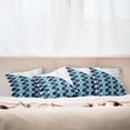 thumbnail image 3 of Ambesonne Abstract Throw Pillow Cover 4 Pack, Wavy Stripes Spirals, 16", Turquoise Dark Blue, 3 of 6
