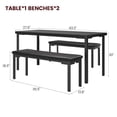 thumbnail image 2 of Modern 3-Piece Dining Table Set for 4 – Space-Saving Rectangular Table and 2 Upholstered Benches – Ideal for Small Dining Rooms or Apartments – Sturdy Metal Frame – Black, 2 of 8