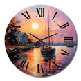 thumbnail image 2 of Designart "Port Portside euphony Pointillism" Port Landscape Oversized Wall Clock, 2 of 6