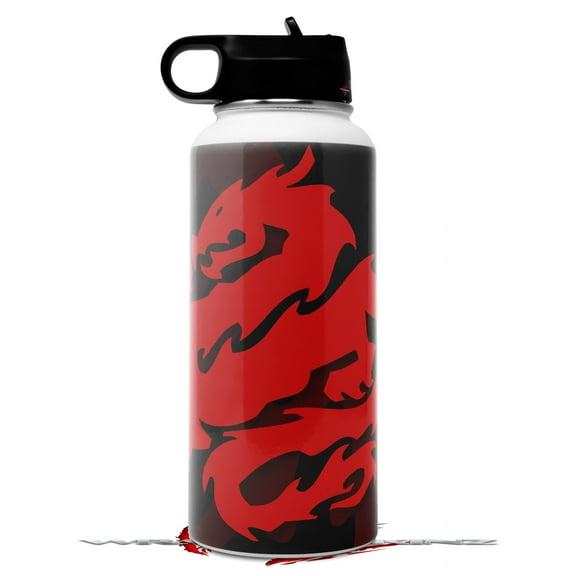 Skin Wrap Decal compatible with Hydro Flask Wide Mouth Bottle 32oz Oriental Dragon Red on Black (BOTTLE NOT INCLUDED)