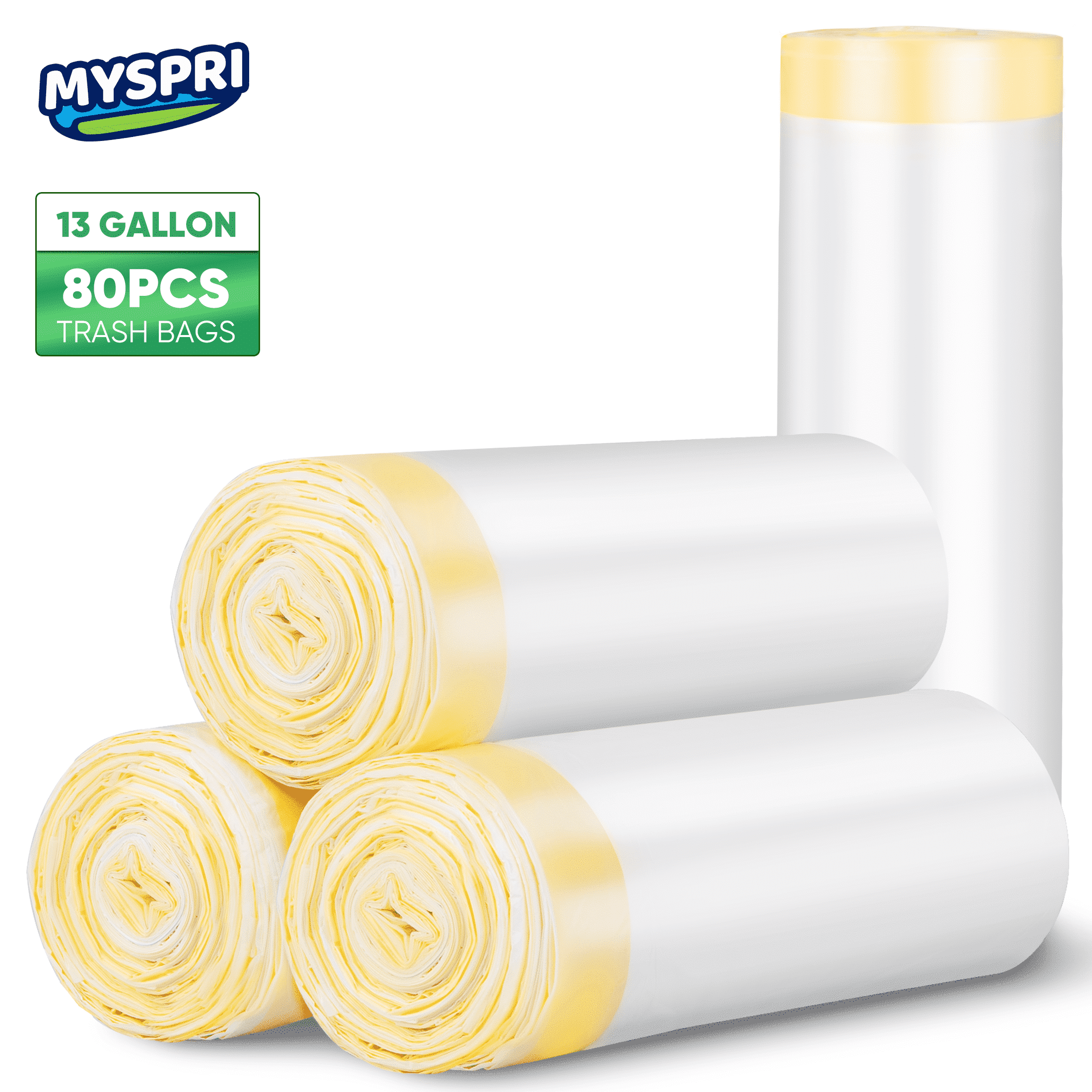 MYSPRI 13 Gallon Trash Bags, Lemon Scent, 80 Count