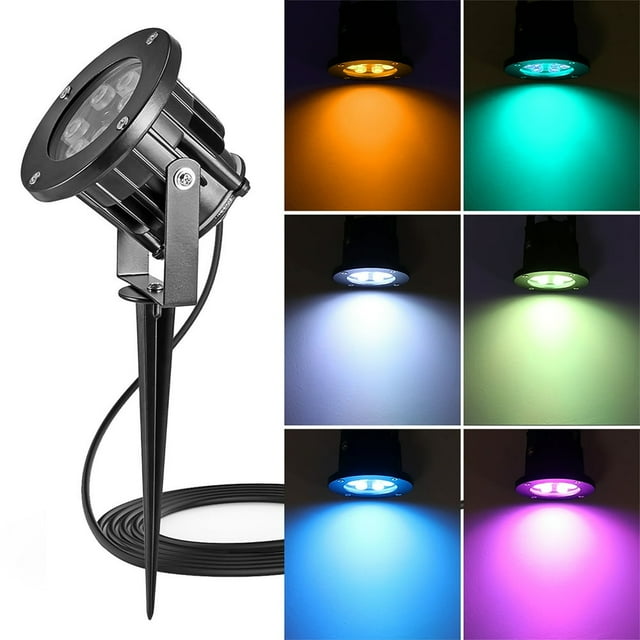 Projecteur Paysager RVB 6 W pour Extérieur avec Piquet, Projecteur DEL Étanche avec Télécommande pour Jardin, Cour, Pelouse 85-265 V