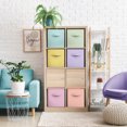 thumbnail image 4 of Sorbus 13 Inch Storage Bins - Sturdy Collapsible Fabric Storage Cubes with Handle - 12 Foldable Baskets for Organizing Clothes, Toys, Books, Shelves, Kids Room, Closets, Pastel Multi Color, 4 of 6