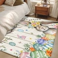 thumbnail image 4 of Area Rug for Living Room, Beige Easter Bunny Non-Slip Indoor Large Carpet for Bedroom/Dining Room, Spring Easter Eggs Floral Wooden Washable Low-Profile Rectangle Floor Mat Runner Rugs - 2.7 x 5 Ft, 4 of 8