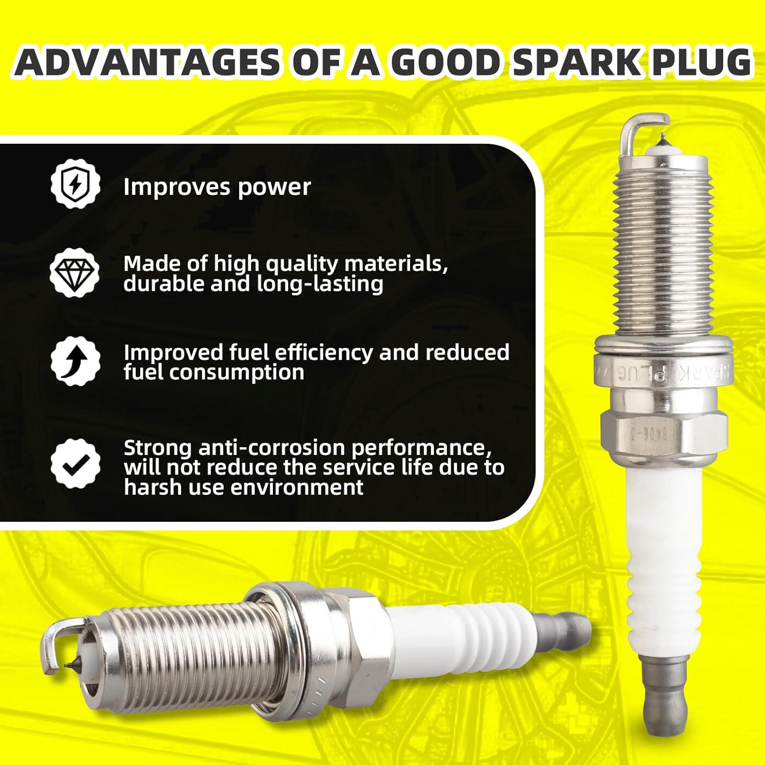 MOAUTO Set of 4 Ignition Coils Pack UF751 68242286AA & 4 PCS Iridium Spark Plugs Compatible with Jeep Dart Cherokee Chrysler Compass Dodge - 2.4L L4