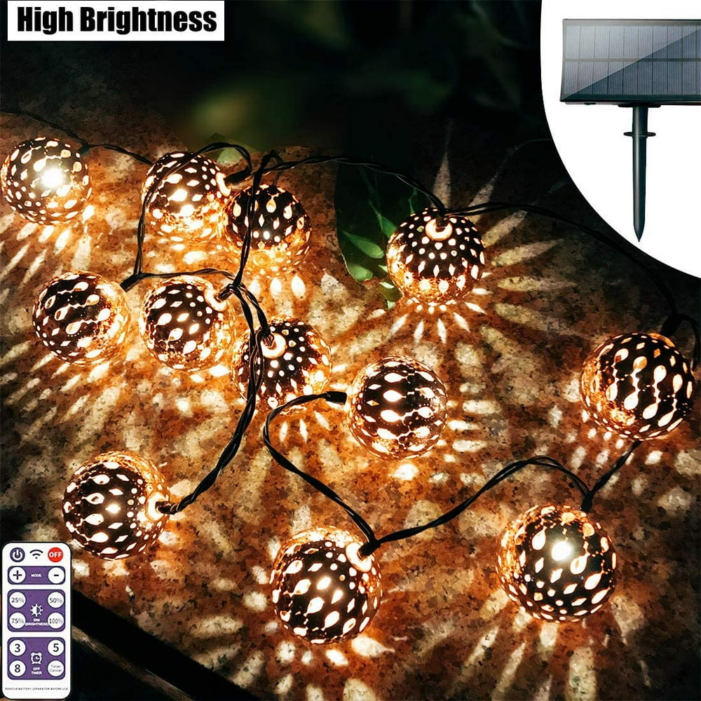 Moroccan Solar Lights Outdoor,Upgrade Brightness Big Mosaic Ball