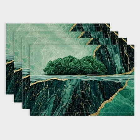 

Shiartex Geometric Art Linen Cloth Placemats - Set of 4 Hard Paper Table Mats for Birthday Parties Christmas Restaurants and Buffets - Home Decoration 18x12in
